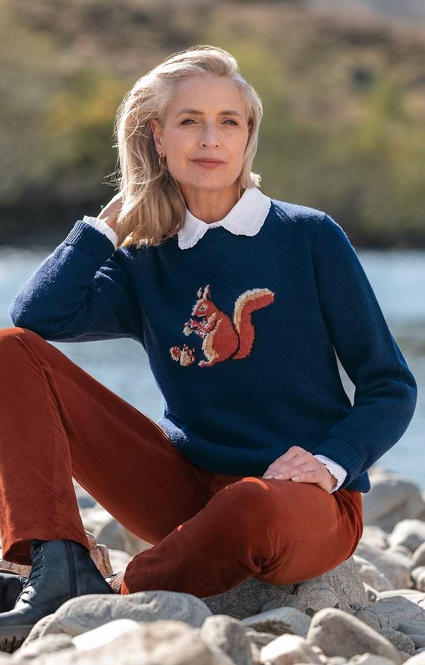 Ladies Lambswool Graphic Crew Neck Jumper