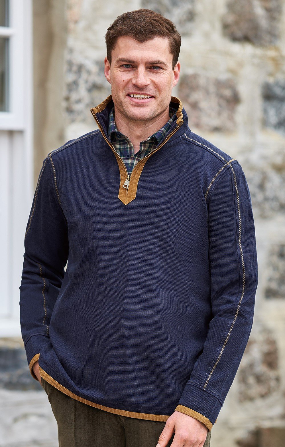 Mens Fjallraven Ovik Fleece Zip Sweater, Navy - House of Bruar